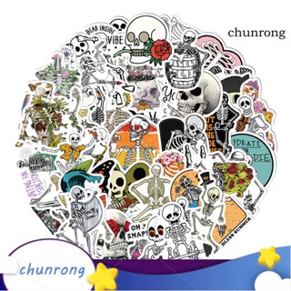 Chunrong สติกเกอร์ ลายโครงกระดูก มีกาวในตัว สําหรับตกแต่งสมุดโน้ต 50 ชิ้น ต่อชุด