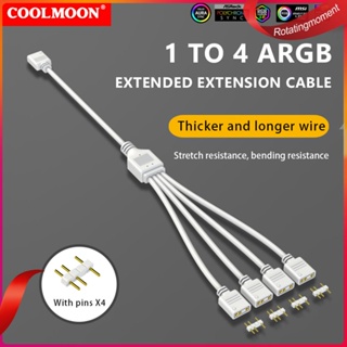 ❤ Rotatingmoment COOLMOON ARGB ตัวแยก ARGB 1 เป็น 2/3/4 5V 3 Pin 1 เป็น 4 33.5 ซม. สายเคเบิลต่อขยายเมนบอร์ด ทนต่อแรงดึง สําหรับแชสซี PC