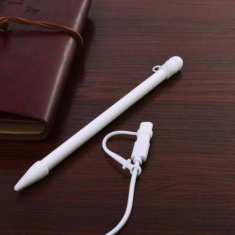 สําหรับ Apple Pencil - ปากกาแท็บเล็ต 3 In 1 ป้องกันการสูญหาย เคสซิลิโคนอ่อน ปลอกปลายปากกา ที่ใส่สายเคเบิล กันฝุ่น สายรัดอะแดปเตอร์