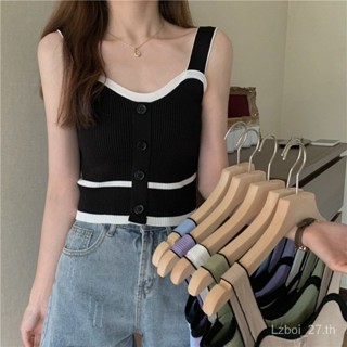 🌸พร้อมส่ง💨เสายสม็อคเสื้อครอป สายเดี่ยว เสื้อกล้ามผู้หญิง วัสดุถัก ดีไซน์น่ารักเซ็กซี่เบาๆ แต่งตัวง่าย มีให้เลือกห้6สี