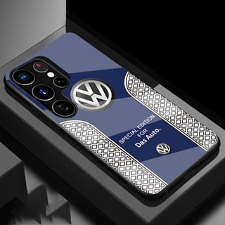 เคสโทรศัพท์มือถือกระจกนิรภัย ลายรถสปอร์ต VW หรูหรา สําหรับ Samsung S22 Case S23 Ultra S21 Plus FE