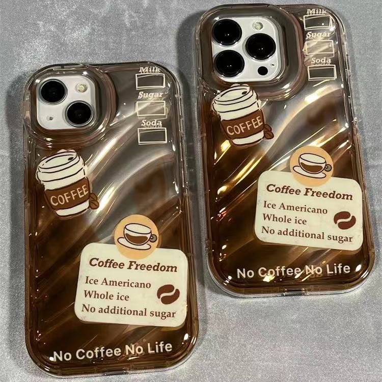 【Stained Coffee】เคสโทรศัพท์มือถือ ซิลิโคนนิ่ม กันกระแทก ลายเลเซอร์ 3D หรูหรา สําหรับ iPhone 15 11 14 13 12 Pro XS Max X XR 7 8 Plus