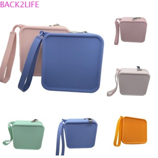 Back2life กระเป๋าใส่เหรียญซิลิโคน ทรงสี่เหลี่ยม สีพื้น กระเป๋าเก็บหูฟัง กระเป๋าเครื่องสําอาง กันน้ํา ขนาดเล็ก กลางแจ้ง