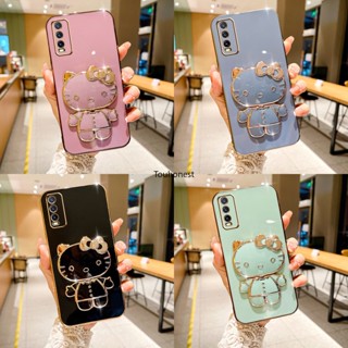 เคส Vivo Y20 เคส Vivo Y21 เคส Vivo Y91C Casing Vivo Y02S Case Vivo Y35 Plus Case Vivo Y78 Plus Case Vivo S17 Pro Case Vivo S17E Case Cute Anime Cartoon Vanity Mirror Hello Kitty Holder Phone Cover Cassing Cases Case With Metal Sheet TK โทรศัพท์มือถือ