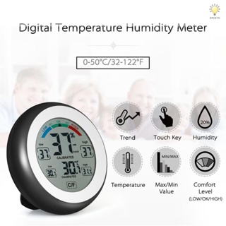 โคช °C/°F เครื่องวัดอุณหภูมิความชื้นดิจิทัล หน้าจอแสดงค่าสูงสุด