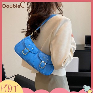 【Double C 】✿   กระเป๋าคลัทช์ สะพายข้าง หนัง PU ปรับระดับสายได้ สําหรับผู้หญิง เดินทาง ออฟฟิศ ช้อปปิ้ง