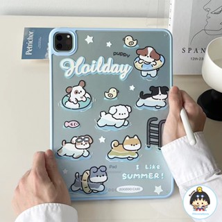 เคสอะคริลิค ลายการ์ตูนลูกสุนัขน่ารัก พร้อมช่องใส่ปากกาแม่เหล็ก สําหรับ IPad 2021 2020 2019 AIR 3 AIR 5 4 10 2022 PRO 11 2022 2021 2020