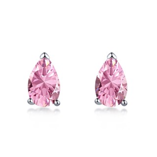 2ct+ 2ct pear moissanite diamond stud earrings pink/white