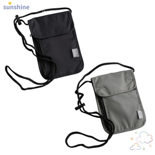 Ssunshine กระเป๋าเอกสาร ไนล่อน อเนกประสงค์ RFID ใส่หนังสือเดินทาง ID กระเป๋าสตางค์ คล้องคอ กันน้ํา แบบพกพา สําหรับผู้ชาย