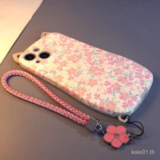 ใหม่ เคสป้องกันโทรศัพท์มือถือ แบบนิ่ม ลายดอกไม้ สีชมพู สําหรับ iPhone 14 13pro 12 x xs 8p 11