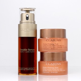 Clarins Double Extract เอสเซนส์บํารุงผิว 3 ชิ้น 50 มล. ครีมกลางวัน 50 มล. ต่อต้านริ้วรอย