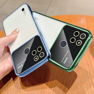 6D แฟชั่น สําหรับ Xiaomi Redmi Note9 Pro Max Note9S 9T 9 9A 9C 10 10A 10C เคสมือถือ Soft TPU Case เคสป้องกัน Luxury Big Camera Window เปลือกโปร่งใส เปลือกกันกระแทก ตัวเรือนชุบไฟฟ้า