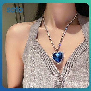 ♫ Titanic Ocean Heart Necklace Fashion Film Rose Jack Crystal Heart Pendant Crystal Chain For Best Women Party เครื่องประดับของขวัญประดับ