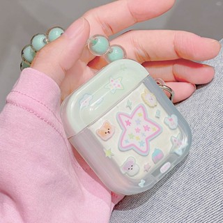 เคสหูฟังบลูทูธ ใส ลายลูกสุนัข ดาว สไตล์เกาหลี สําหรับ AirPods Pro 2 Apple AirPods 3 2 1