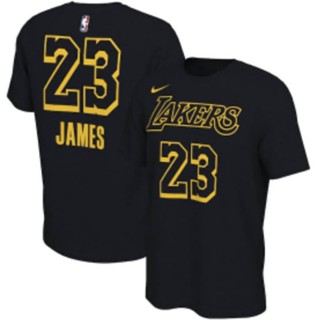 เสื้อยืดแขนสั้นพิมพ์ลาย Nba La Los Angeles Lakers 23 Lebron James สีดํา