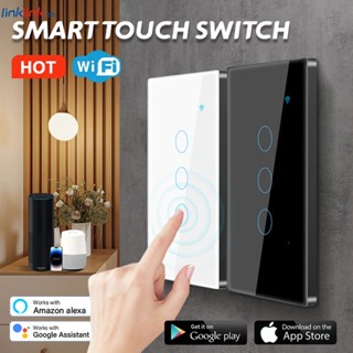 สวิตช์ไฟอัจฉริยะ, Tuya App Wifi, White 1/2/3/4 Gang กระจกเทมเปอร์แผงสัมผัส Touch Wall Mount Switches ใช้งานได้กับ Alexa/ Go-ogle Home Linklink