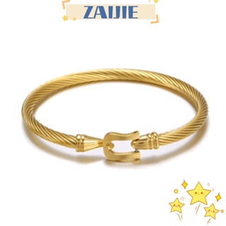 Zaijie24 สร้อยข้อมือเกือกม้า ปมเกือกม้า สเตนเลส สร้อยข้อมือคู่รัก เรียบง่าย สายเคเบิลผูกปม ลวดโซ่ถัก เกือกม้า กําไลข้อมือผู้ชาย