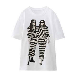 เสื้อยืด คอกลม แขนสั้น ปักลาย สําหรับเด็กผู้หญิง 3121