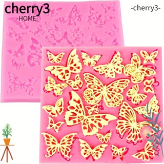 Cherry3 แม่พิมพ์ซิลิโคน รูปผีเสื้อ สีชมพู 10.7*10.7*0.5 ซม. สําหรับทําช็อคโกแลต ลูกอม 2 ชิ้น