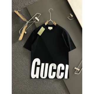 ใหม่ เสื้อยืดลําลอง แขนสั้น คอกลม พิมพ์ลายตัวอักษร guc สีขาว แฟชั่นฤดูร้อน