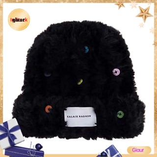 Giaurz หมวกบักเก็ต ผ้ากํามะหยี่ขนนิ่ม แบบหนา ป้องกันหู กันความหนาว ล้างทําความสะอาดได้ สีพื้น สําหรับตั้งแคมป์