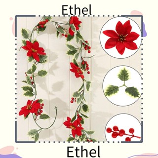 Ethel1 พวงมาลัยดอกไม้ประดิษฐ์ สีแดง สําหรับแขวนตกแต่งต้นคริสต์มาส