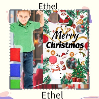 Ethel1 ธงแบนเนอร์ ลายซานตาคลอส สโนว์แมน ขว้างปาปาร์ตี้คริสต์มาส