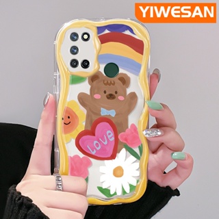 เคสโทรศัพท์มือถือแบบนิ่ม ใส กันกระแทก ลายการ์ตูนหมีน่ารัก สีมาการอง สําหรับ Realme 7 Pro 7i C17 Narzo 20 Pro