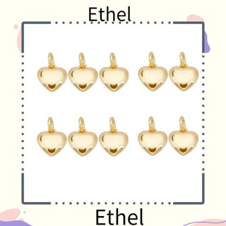 Ethel1 จี้โลหะ รูปหัวใจ สีทอง 10x11 มม. สําหรับห้อยตกแต่ง 10 ชิ้น