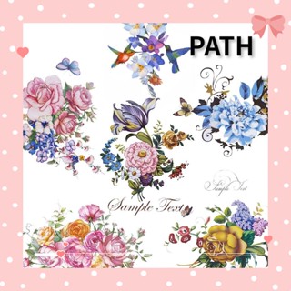 Path สติกเกอร์โพลีเอสเตอร์ ลายดอกกุหลาบ DIY สําหรับตกแต่งเสื้อผ้า