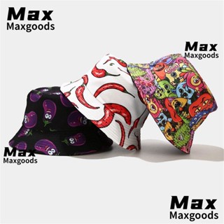 Maxg หมวกบักเก็ต ผู้หญิง ผู้ชาย ลายเห็ด ผัก ฤดูร้อน หมวกกันแดด