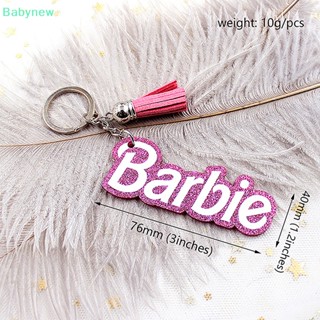 &lt;Babynew&gt; พวงกุญแจอะคริลิค จี้พู่ ลายตัวอักษรภาษาอังกฤษ สีชมพู สําหรับตุ๊กตาบาร์บี้