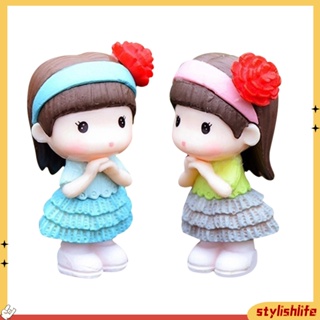 [stylishlife] ตุ๊กตาเด็กผู้หญิงน่ารัก ขนาดเล็ก สําหรับตกแต่งสวนบอนไซ DIY 2 ชิ้น