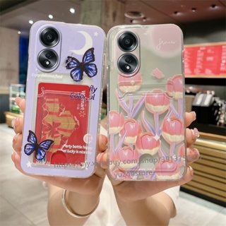 Phone Case OPPO A38 4G พร้อมส่ง เคสโทรศัพท์มือถือแบบนิ่ม ลายดอกไม้ พร้อมช่องใส่บัตร สําหรับ