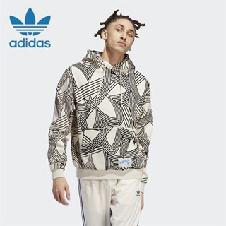 Adidas เสื้อกันหนาว มีฮู้ด พิมพ์ลาย ของแท้ เหมาะกับการเล่นกีฬา สําหรับผู้ชาย และผู้หญิง