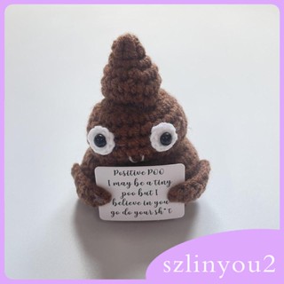 [szlinyou2] ตุ๊กตาของเล่นถักนิตติ้ง รูปหมีพู พร้อมการ์ดบวก สําหรับตกแต่งบ้าน ออฟฟิศ