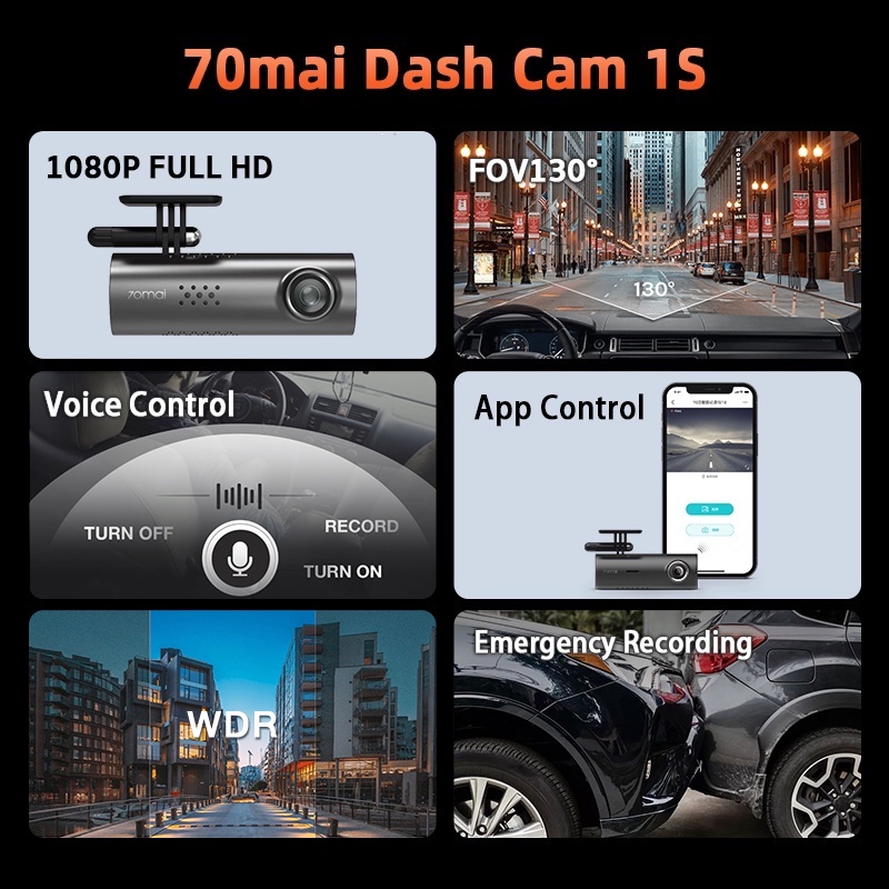 70mai Dash Cam 1S Car Camera กล้องติดรถยนต์ พร้อม สั่งการด้วยเสียง 70 mai