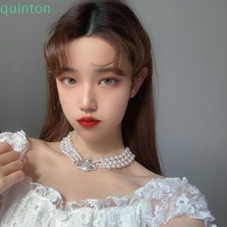 Quinton สร้อยคอ โลหะผสม จี้ไม้กางเขน ประดับเพชรเทียม เครื่องประดับ สําหรับผู้หญิง