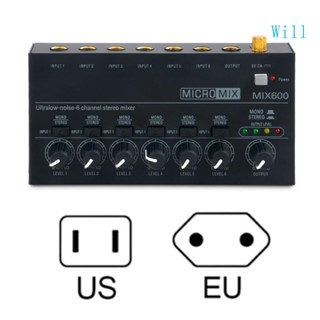 Will เครื่องผสมเสียงสเตอริโอ MIX600 Mini DJ เสียงรบกวนต่ํา KTV มืออาชีพ EU US