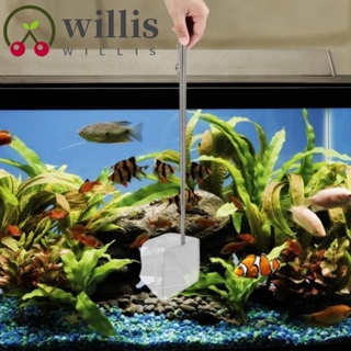 Willis ตาข่ายสเตนเลส ด้ามจับยาว ทรงกลม ทรงสี่เหลี่ยม สีขาว สําหรับทําความสะอาดตู้ปลา กุ้ง