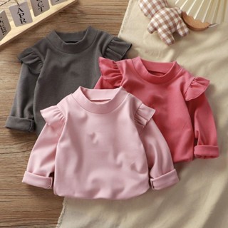 พร้อมส่ง เสื้อแขนยาวลําลอง คอกลม แต่งระบาย กระดุมแถวเดียว หลากสีสัน แฟชั่นฤดูใบไม้ร่วง และฤดูหนาว สไตล์เกาหลี สําหรับเด็กผู้หญิง
