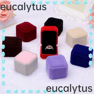 Eucalytus1 กล่องเก็บเครื่องประดับ ต่างหู แหวน ผ้ากํามะหยี่ ทรงสี่เหลี่ยม แบบพกพา คุณภาพสูง