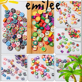 Emilee จี้สร้อยคอ ดินโพลิเมอร์ รูปดอกพลัมหัวใจ 10 มม. 50 ชิ้น