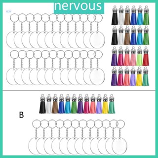 Nerv แผ่นอะคริลิคเปล่า ทรงกลม 12 ชิ้น และพวงกุญแจ จี้พู่ 24 ชิ้น