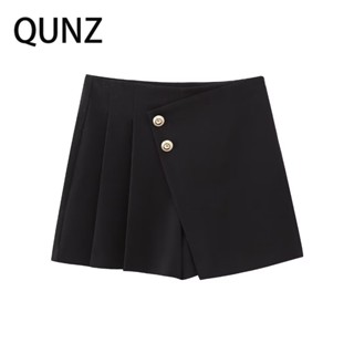 Qunz รองเท้าลําลอง ทรงหลวม สีดํา Culottes 3866