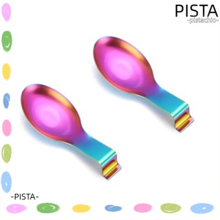 Pista ถาดช้อน สเตนเลส สีรุ้ง ขนาด 9.8 X 3.8 นิ้ว สําหรับร้านอาหาร 2 ชิ้น