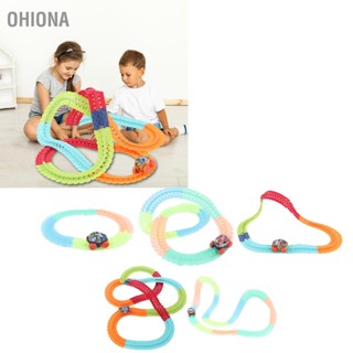 OHIONA Race Car Track Set Glow in Dark Changeable Flexible Soft Building Toys for Boys Girls