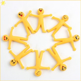 [LBE] 10pcs Smile Expression Mini Yellow People Tpr ยางนุ่มของเล่นป้องกันความเครียดของเล่นบีบอัดแบบพับได้และยืดได้