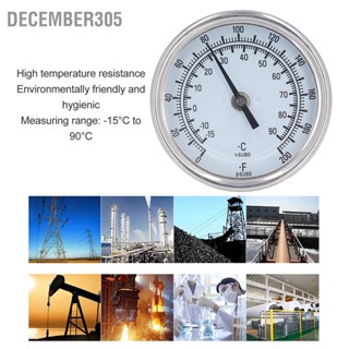 December305 Bimetallic Thermometer G1/2 304 Stainless Steel ‑15°C ถึง 90°C เส้นผ่านศูนย์กลาง 83 มม. เทอร์โมมิเตอร์แบบย่างความแม่นยำสูง
