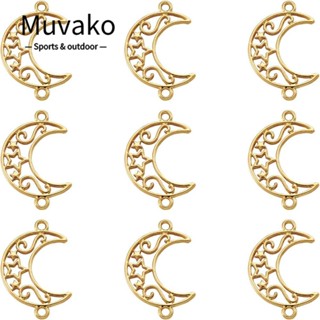 Muvako ตัวเชื่อมต่อเครื่องประดับ โลหะผสมสังกะสี รูปดวงจันทร์ สีทอง DIY